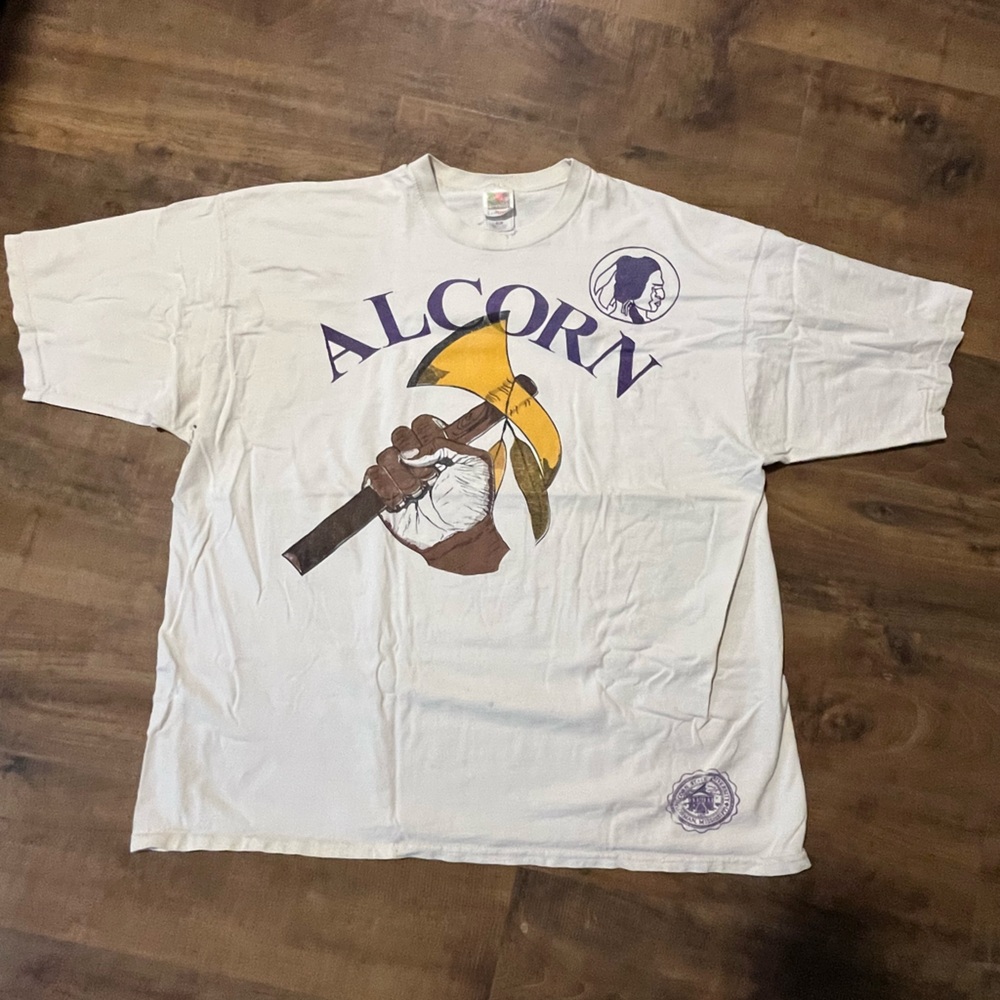 Vintage 90’s Alcorn University Football White Collegiate Graphic T-Shirt  XL